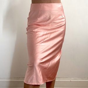 Nasty Gal Pink Satin Midi Skirt